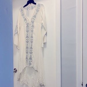 White dress with grey embroidery. Size Medium